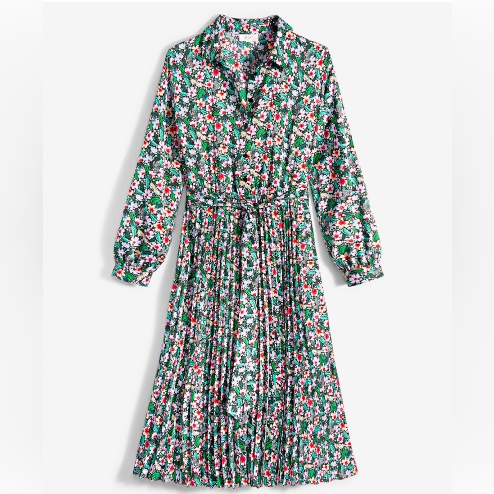 NWT On 34th szS Pleated Floral Midi Dress - Picture 10 of 12